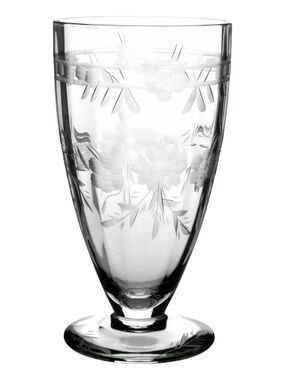 4 Rock Sharpe 2011-27 Cut Crystal Iced Tea Glasses Floral Vintage Tall Tumblers